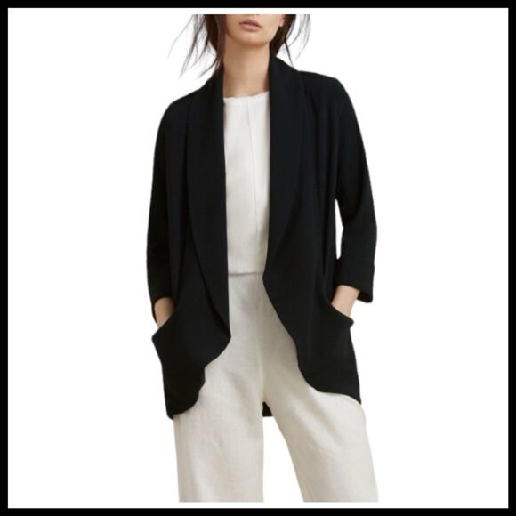 Wilfred Jackets & Blazers - Wilfred Aritzia Chevalier Open Front Crepe Black Blazer 3/4 Sleeve Size XXS